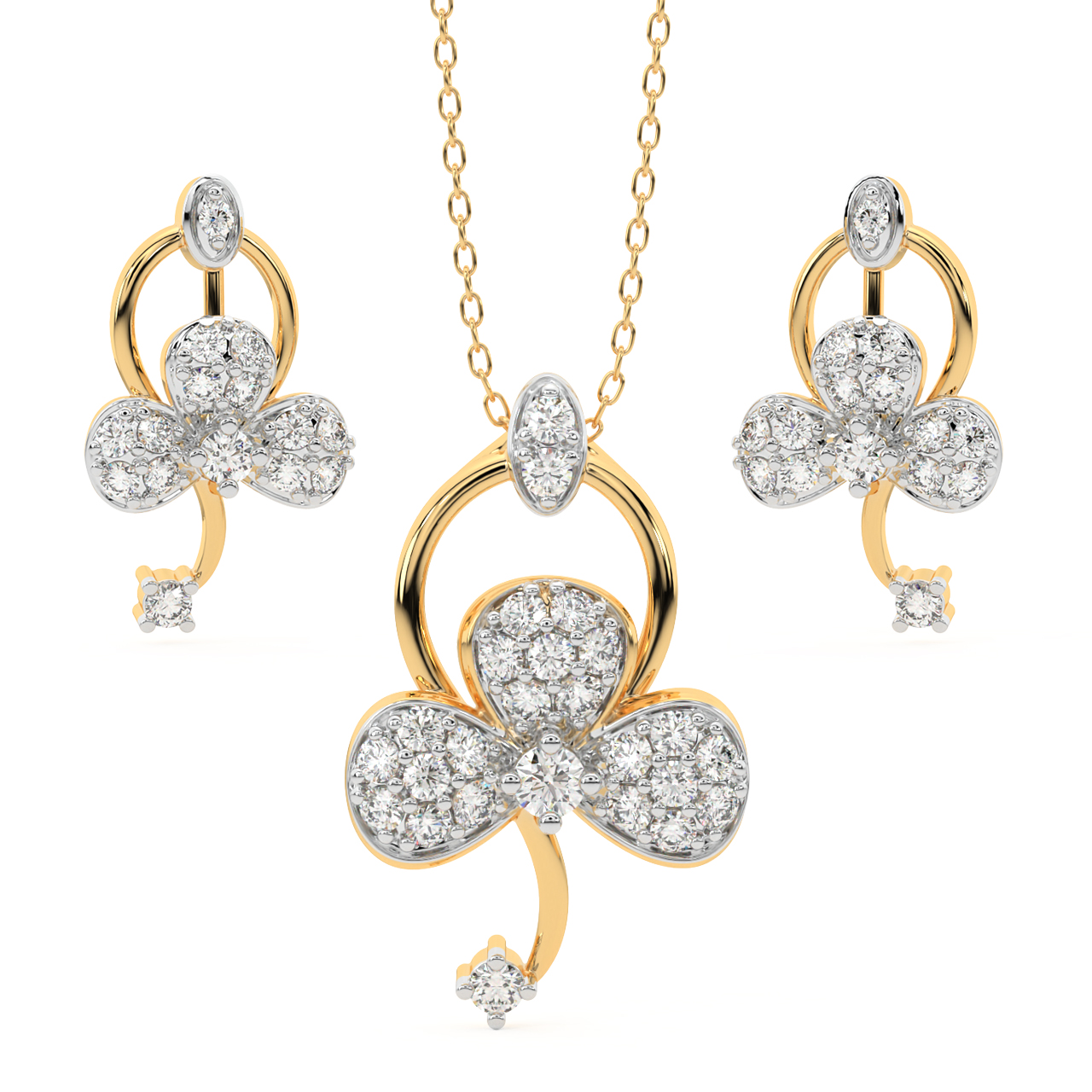 Bradley Round Diamond Pendant Set